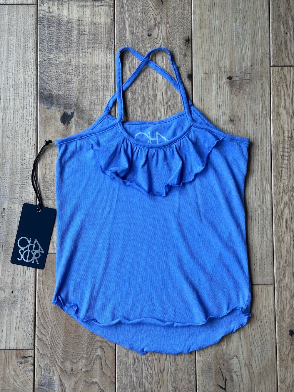 NEW Chaser Ruffle Crisscross Back Straps Top size 6